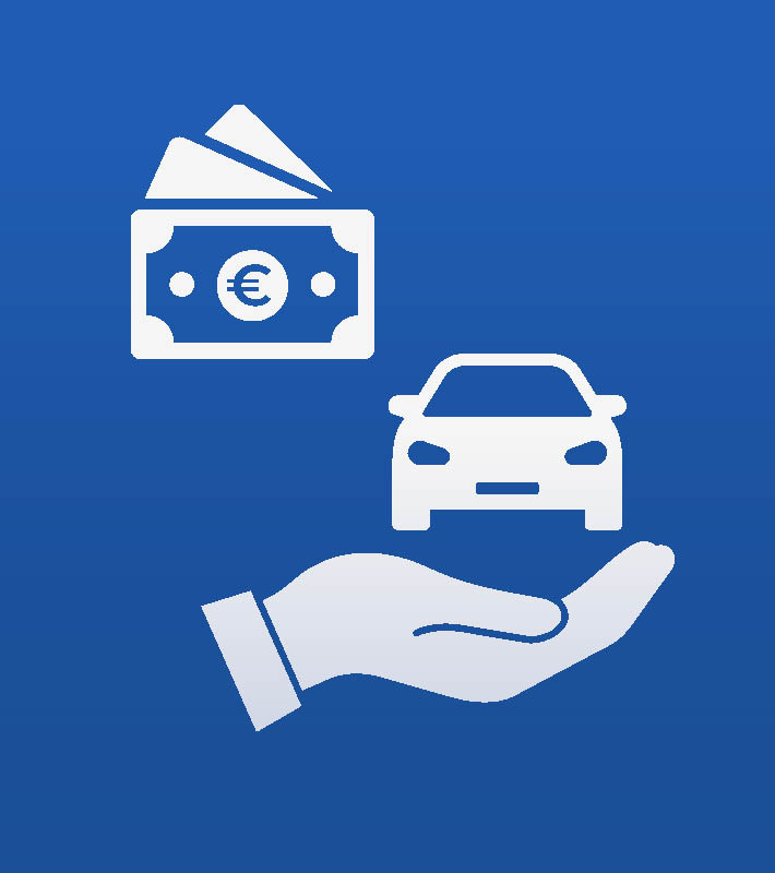 Finanzierungsgrafik mit Auto und Geldscheinen